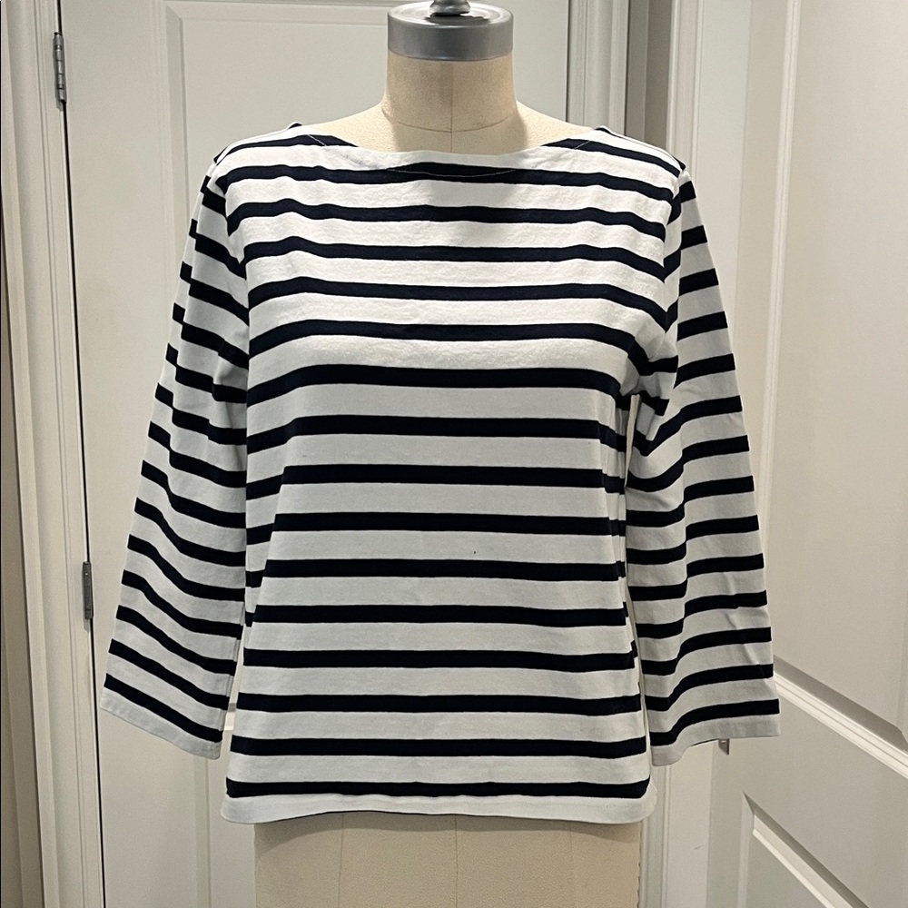 J. Crew Black and White Striped Long Sleeve Top